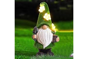 Fiotha Gnomi da Giardino, Statua Solare da Gnomo Giardino, Lo Gnomo da Giardino, Resina Statuetta di Gnomo Solari a LED con Hula Hoop,per casa, portico, Cortile, regali e accessori per giardinaggio