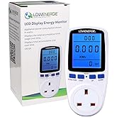 LOWENERGIE UK Plug-in Power Meter Energy Monitor AC 240V 13A Max with backlit LCD Display for Power Consumption Cost Meter Wa