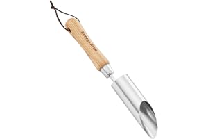 Berry&Bird Pot à bulbes de jardin en acier inoxydable avec manche court en bois pour planter des tulipes, jonquilles, dahlias