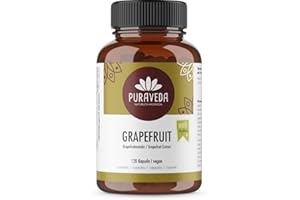 PURAVEDA Grapefruit Extrakt 120 Kapseln - Citrus Paradisi - Hochdosiert mit 400 mg Grapefruitextrakt - vegan - Abgefüllt in Deutschland