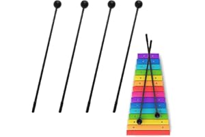 Lotbun 4 Pezzi Bacchette in Legno Bacchette per Percussioni per Xilofono Bambini，bacchette batteria bambini,Bacchette Xilofono Legno Strumento a Percussione（nero）