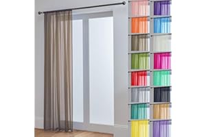 John Aird Lucy Woven Voile Slot Top Curtain Panels (Mocha, 58" Wide x 72" Drop)