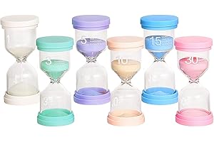 Toirxarn Piaskowy timer zestaw 1/3/5/10/15/30 minut, 6 kolorów, klepsydra z timerem dla dzieci, do sali lekcyjnej, kuchni, gier, dekoracja domu, kreatywne prezenty