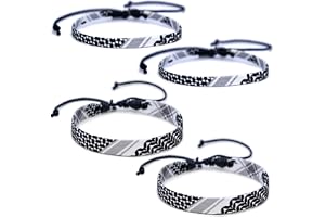 Nievajio 4 delar palestina armband, justerbart svartvitt traditionellt mönster palestinskt armband herrarmband för män och kv