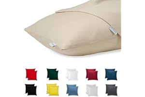 Flowen Fundas de Cojin 45x45 100% Algodón Juego de 2 Funda de Almohada Sofá Decorativas con Cremallera Invisible Tejido Suave y Lavable Antiácaros Transpirable Hipoalergénico para Cama y Silla