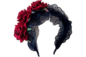 Lurrose Bandeau en dentelle gothique noire en dentelle Jour du cerceau des cheveux morts Bandeau mexicain pour le bandeau Costume Cosplay