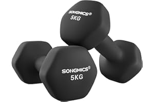 SONGMICS Dumbbells Set of 2 Dumbbells Hexagon Neoprene Coating Strength Training Workout Fitness Training Home