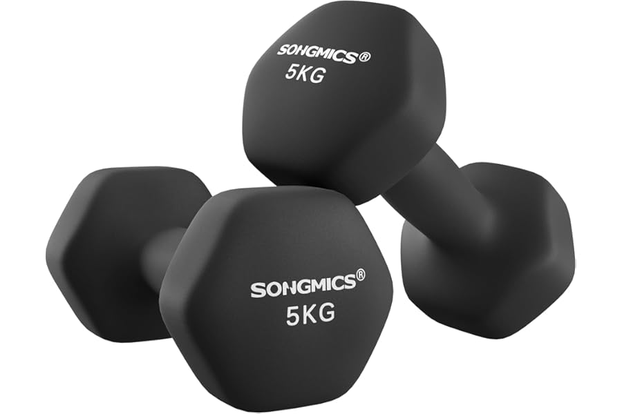 SONGMICS Dumbbells Set of 2 Dumbbells Hexagon Neoprene Coating Strength Training Workout Fitness Training Home