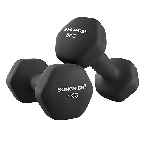 SONGMICS Dumbbells Set of 2 Dumbbells Hexagon Neoprene Coating Strength Training Workout Fitness Training Home