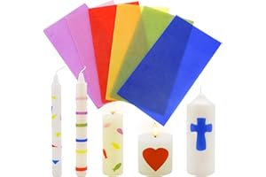 Bolosa 6 Bienenwachsplatten, Wachsplatten für Kerzen, Taufkerze Selber machen set, Kerzen Selber Machen Set, Wachsplatten zum Kerzen Verzieren, Kerzen Bemalen Set, für Erwachsene und Kinder(14x7,5cm