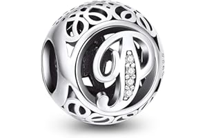 NINGAN Charme Lettre de l'alphabet Argent Sterling 925 Femmes Pearl Charm avec 5A Zircone Compatible pour Européen Bracelets