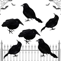 Décoration Halloween Corbeaux Réalistes - Lot De 3 Corbeaux Noirs à Plumes, Avec Fils Pour Fixation Facile