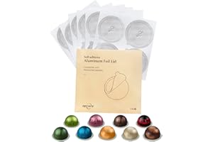 RECAPS Aluminum Foli Lids for Reusable Capsules, Coffee Foil Seals, Coffee Pod Foli Lids Compatible with Nespresso Vertuo Pods (100)