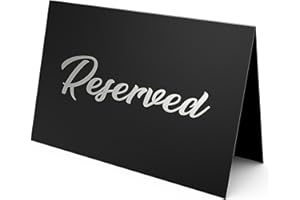IRICUS 10 Pack Black Reserved Table Signs for Wedding - Silver Foil Reserved Seating Signs for Wedding Chairs - Church Pews - Double Sided Cardstock Reserved Signs for Tables - Table Tent Reservation Cards
