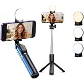 Yolans LED Işıklı Selfie &Ccedil;ubuğu Tripod, 110 cm Uzayabilen Bluetooth Kumandalı Selfie Stick, 3 Işık Modlu Beyaz, Sarı, G&uuml;n Işı