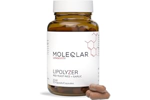 ‎MOLEQLAR MoleQlar Lipolyzer 60 Stück - Roter Reis Komplex mit geruchlosem Knoblauchextrakt - 2,9 mg Monacolin K und 3 mg SAC pro Kapsel - Innovative Formulierung
