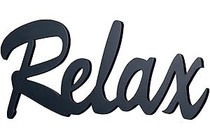 LEVANDEO Lettres XXL Relax 74 x 29 cm - En bois noir - Décoration murale à suspendre