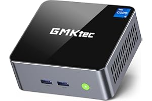 GMKtec Mini PC Intel i5-12450H (Turbo 4,4 GHz) 16 GB (8x2) DDR4 3200 MHz 512 GB M.2 PCIe3.0 NVMe SSD Mini Computer, USB 3.2/WiFi 6/BT5.2, LAN 2,5G/Type-C (DP/Dati)/HDMI*2/PC Desktop Triplo Display 4K