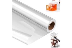 Jortmrd Rouleau de Papier Cellophane Transparent pour Emballage Cadeaux – 80 cm x 30 m (3 mil) – Papier Fleuriste, Paniers Cadeaux, Bonbons, Artisanat – Idéal pour Professionnels et DIY