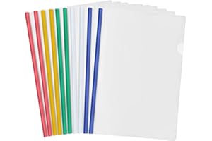WEONE 10 Fogli A4 Copertine per Rilegatura, Cartella di File con Barra Scorrevole, Copertine per Report, Plastica Rapporto Copertina per Casa Scuola Ufficio Documenti Classificazione (5 Colori)