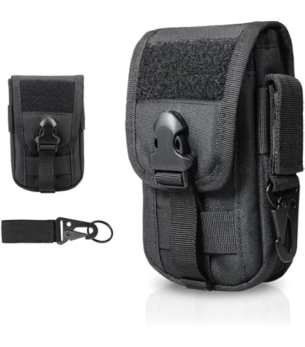 Confezione Da 2 Portamonete Tattici In Nylon 1000D – Mini Organizer EDC Con Portachiavi E Moschettone, Per Monete, Auricolari, Chiavi Auto, Nero