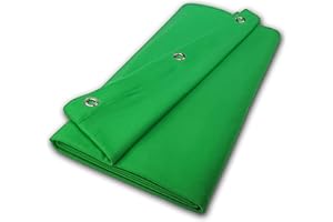 ‎MOLTONMARKT B1 Bühnenmolton konfektioniert – Molton-Vorhang aus Baumwolle, blickdichter Verdunkelungsvorhang mit 16er Ösen, ideal für Film, Foto, Theater und Event – 6 x 3 m, 300g/m2, Greenbox