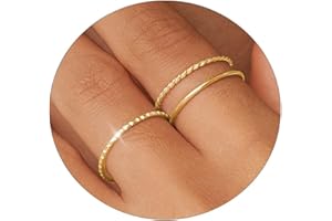 ZHESHY 3 Stück Ring Gold Silber Damen 14k Vergoldete Wasserfest Goldene Ringe Set Dünner Stapelbar Verlobungsring Eheringe Statement Daumenring Fingerring Hypoallergene für Frauen Schmuck Größe 52-64