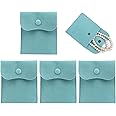 ZFanyun 5 Pieces Blue Microfiber Jewelry Pouch, Small Jewelry Pouch, Jewelry Pouch, Velvet Jewelry Pouch with Snap Closure for Necklaces, Bracelets, Rings, Watches and more.
