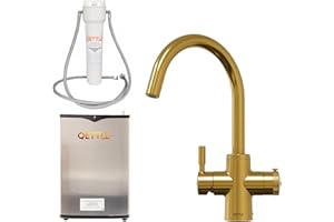 QETTLE Original 4-in-1 Instant Boiling Water Tap | True Boiling, Filtered Cold, Mains Hot & Cold (Gold, 7 Litre Boiler)
