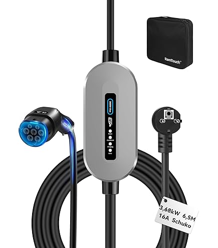 LCLCTEK® Typ 2 Ladekabel Schuko Stecker 3.68kW ,Elektroauto EV Charger mit LED-Digitalanzeige,Mobile wallbox ladekabel Auto typ 2 schuko tecker,EV Ladegerät für Elektroautos PHEV/EV