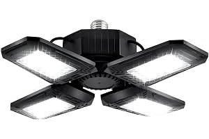 ANYPOWK Deformerbara LED-garagelampor - 1 2 000 lumen, dagsljus 6 500 K, 120 W, taklampa för garage med fyra ark