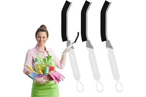 ‎CLEANGOR Cleangor Fugenbürste Silikon Cleaning Brush Eckreinigungsbürste für Bad & Fliesen | Schmales Design für Ritzen | Rutschfester Griff (3, Weiß)