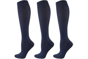 HYCOPROT 3 Paia di Calze a Compressione per Uomini e Donne, Calze Elastiche a Compressione Graduata 15-20 mmhg per Fitness, Volo, Sport, Corsa, Ciclismo, Viaggio