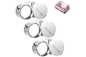 YUXIANLB jubilerska lupa 10x20x30x, składana kieszonkowa, 3 sztuki mini lupy do identyfikacji biżuterii, do biżuterii z kamieniami szlachetnymi, antyków