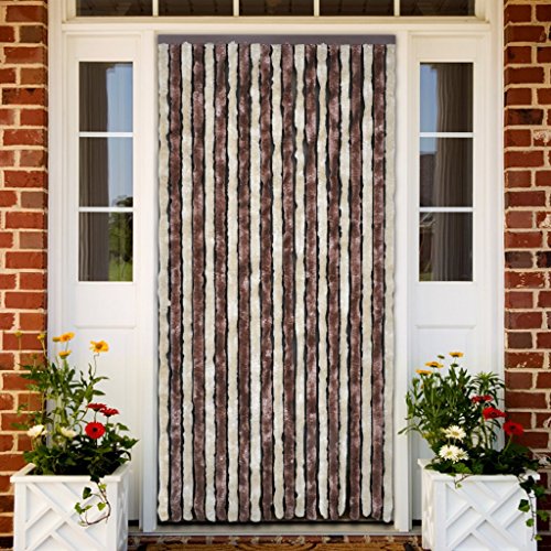 vidaXL Flauschvorhang Türvorhang Insektenschutz Chenille 100x 220cm Braun-Beige 240572 - 2