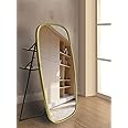 CORSICA DESIGNS 55x28x12 Oval Metal Freestanding Mirror for Living Room, Bedroom and Dressing Corner, Full Length Big Modern Mirror with Stand and Shelves, Saint Gobain Glass