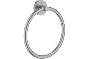 ‎GROHE GROHE Start - Handtuchring (Material: Metall, verdeckte Befestigung, zum Kleben oder Bohren), supersteel, 41174DC0