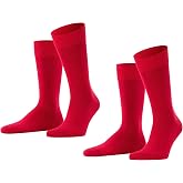 Falke Mens Happy 2-Pack Socks Breathable Cotton Flat Seam Extra Soft | Pack of 2 pairs of cotton socks