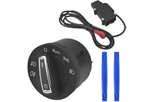 BQWEUN Przełącznik reflektorów do VW, Golf, Caddy, Polo, Strzelec, Commodo Reflektory z czujnikiem i 2 łomami, plastikowy przełącznik reflektorów, odpowiedni do oświetlenia samochodu