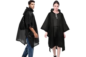 Bosdontek 2 Stück Regenponcho Wiederverwendbar, Regencape mit Kaputze Regenmantel für Erwachsene, Wasserdicht Regenumhang Regenponcho für Damen & Herren, Rain Poncho für Festival Konzert