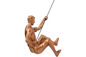 XYQXYQ Escultura escaladora, moderna escultura masculina decorativa para pared, arte creativo de escalador de óxido, escultura masculina decorativa para el hogar (dorado/izquierda)