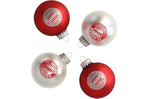 FC Bayern München Bombki choinkowe, zestaw 4 sztuk, czerwono-białe, piłka nożna