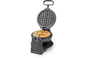 Nedis KAWP220FBK gofrownica w kształcie gofrownicy | 17 cm | 1000 W | automatyczna kontrola temperatury | tworzywo ABS/stal nierdzewna