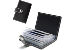 JEYORZY étui à Cartes en Cuir, Porte-Carte Homme RFID pour Cartes Bancaires, Étui pour Cartes de Crédit,Pochette pour Cartes Bancaires - 26 Fentes (Noir)