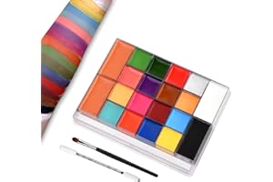 Hoxfly Face Body Paint, 20 Colors Face Body Painting Kit, Safe Non-Toxic Oil Based Face Painting Palette with Brush for Kids Adults, Washable Oil Based Body Paint for Halloween Makeup Party Cosplay