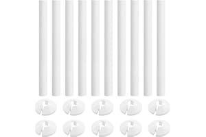 AOMAIC 10 PCS Radiator Pipe Covers and Pipe Collars White 200mm x 15mm Pipe Snap On PVC Plastic Radiator Caps 15mm Pipe Covers Thickened Silicone Radiator Sleeves