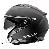 SCUDO O1 Full Open Face Chin Outdoor Solar Visor Motorcycle Helmet Ece 22.06 Certified Matte Black 2XL