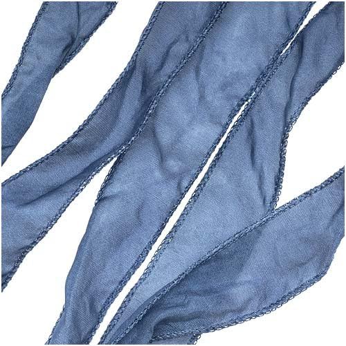 Silk Fabric Flat Silky Ribbon 2cm 'Blue Grey' 42 Inch Strand (1)