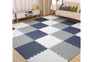 Antrect Soft Play Mats - 18pcs Waterproof Interlocking Foam Floor Tiles for Kids, 30x30x1.2cm, Non-slip, Multi-colour Puzzle Play Mats