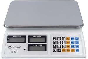 Balance de Magasin, Electronique, Capacité de Charge Jusqu'à 40 kg, 3 Affichages, Balance de Tare, Précision Jusqu'à 2 Grammes, HDWR wagPRO-S40